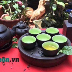Bộ ấm chén tử sa Bát Tràng họa tiết nổi AC16