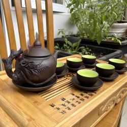 Bộ ấm chén tử sa Bát Tràng đắp nổi hoa lan AC01 Bộ ấm chén tử sa Bát Tràng đắp nổi hoa lan AC01