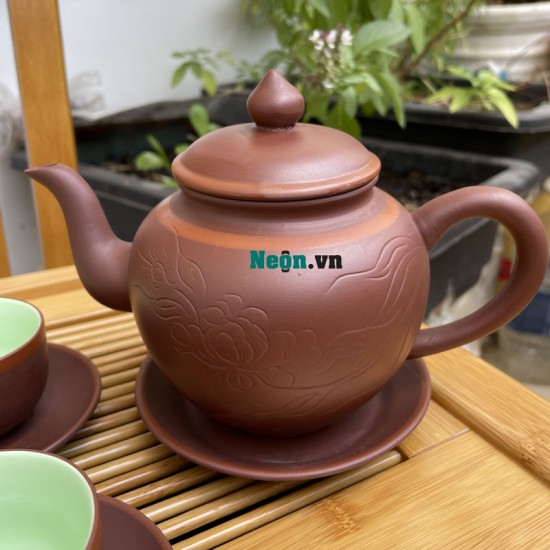 Bộ ấm chén tử sa Bát Tràng dáng ấm cao AC13B