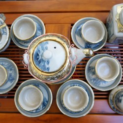 Bộ ấm chén Bát Tràng men rạn giả cổ bọc đồng AC20PK Bộ ấm chén Bát Tràng men rạn giả cổ bọc đồng AC20PK