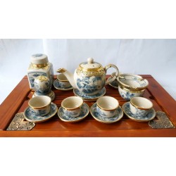 Ấm chén Bát Tràng men rạn giả cổ bọc đồng đủ phụ kiện AC49k Ấm chén Bát Tràng men rạn giả cổ bọc đồng đủ phụ kiện AC49k