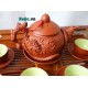 Bộ ấm trà tử sa Bát Tràng họa tiết hoa phù dung nổi AC46B