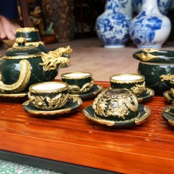 Ấm chén Bát Tràng cao cấp bọc đồng AC23