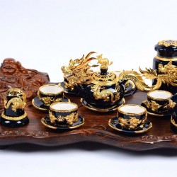 Bộ ấm chén cao cấp kỳ lân mạ vàng 24k AC64 Bộ ấm chén cao cấp kỳ lân mạ vàng 24k AC64