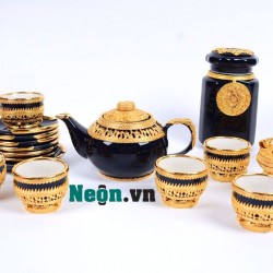 Bộ ấm chén cao cấp trống đồng mạ vàng 24k AC65 Bộ ấm chén cao cấp trống đồng mạ vàng 24k AC65