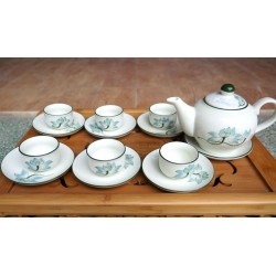 Ấm chén Bát Tràng giá rẻ họa tiết hoa sen AC39 Ấm chén Bát Tràng giá rẻ họa tiết hoa sen AC39