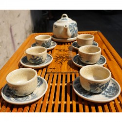 Bộ ấm chén Bát Tràng giả cổ AC44