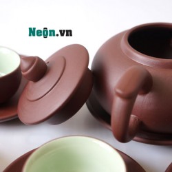 Ấm chén tử sa màu đất nung AC12