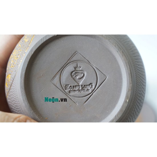 Bộ ấm trà tử sa Bát Tràng họa tiết hoa văn khắc nổi AC63 Bộ ấm trà tử sa Bát Tràng họa tiết hoa văn khắc nổi AC63