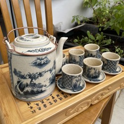 Ấm tích pha chè xanh vẽ sơn thủy men rạn AT01 Ấm tích pha chè xanh vẽ sơn thủy men rạn AT01