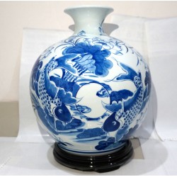 Bình hút tài lộc Bát Tràng họa tiết Lý Ngư Vọng Nguyệt BL11 Bình hút tài lộc Bát Tràng họa tiết Lý Ngư Vọng Nguyệt BL11