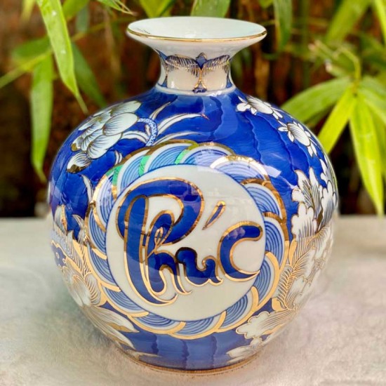 Bình hút tài lộc Phúc Lộc Thọ vẽ vàng Bát Tràng BL28 Bình hút tài lộc Phúc Lộc Thọ vẽ vàng Bát Tràng BL28