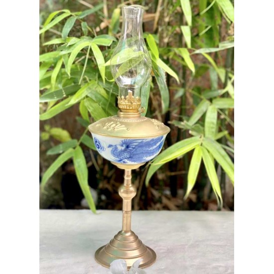 Đèn Dầu Men Lam Chim Phượng DD06A