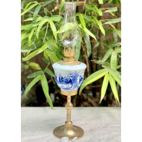 Đèn Dầu Thờ Men Lam Bọc Đồng Tống DD13A