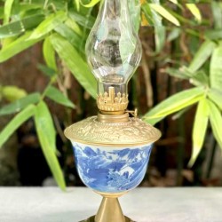 Đèn Dầu Bọc đồng Men Lam Sơn Thủy DD26 Đèn Dầu Bọc đồng Men Lam Sơn Thủy DD26