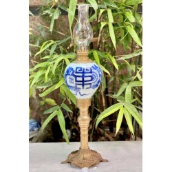Đèn Dầu Quả Lê Bọc đồng Men Lam DD29A