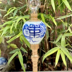 Đèn Dầu Quả Lê Bọc đồng Men Lam DD29A