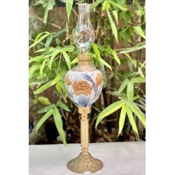 Đèn dầu thờ cúng giả cổ Bát Tràng quả lê bọc đồng DD30