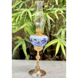 Đèn Dầu Thờ Men Lam Bọc Đồng Vai vuông DD32