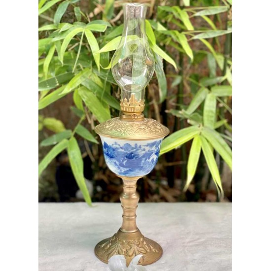 Đèn Dầu Thờ Men Lam Bọc Đồng DD33