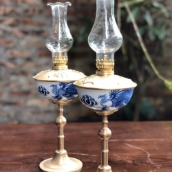 Đèn Dầu Men Lam Chim Phượng DD06A