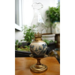 Đèn dầu gốm Bát Tràng men rạn giả cổ chân đồng DD10 Đèn dầu gốm Bát Tràng men rạn giả cổ chân đồng DD10