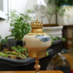 Đèn dầu Bát Tràng men rạn chân đồng giả cổ DD09 Đèn dầu Bát Tràng men rạn chân đồng giả cổ DD09