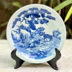 Đĩa trang trí phong thủy men lam Tùng Lộc D06A