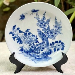 Đĩa trang trí phong thủy men lam Chim hoa D07 phi 22cm Đĩa trang trí phong thủy men lam Chim hoa D07 phi 22cm