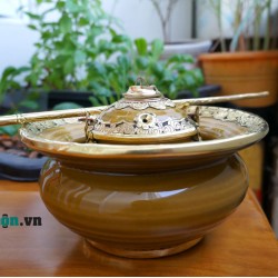 Điếu bát giá rẻ Bát Tràng bọc đồng sáng DB03 Điếu bát giá rẻ Bát Tràng bọc đồng sáng DB03