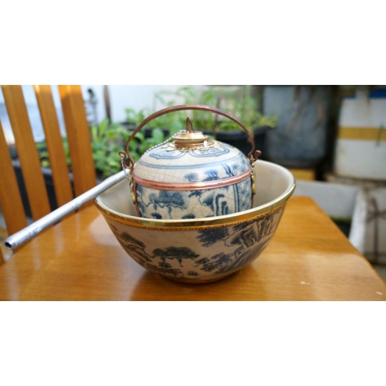 Điếu bát tô men rạn giả cổ bọc đồng DB08 Điếu bát tô men rạn giả cổ bọc đồng DB08
