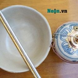 Điếu bát tô men rạn giả cổ bọc đồng DB08 Điếu bát tô men rạn giả cổ bọc đồng DB08