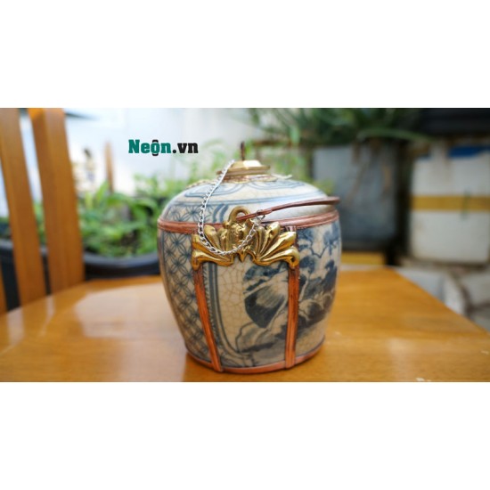 Điếu bát tô men rạn giả cổ bọc đồng DB08 Điếu bát tô men rạn giả cổ bọc đồng DB08