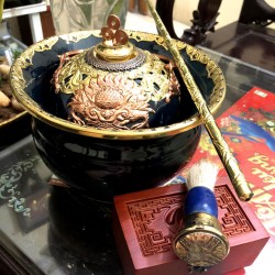 Điếu bát Chivas bọc đồng cao cấp chạm tứ linh DB22