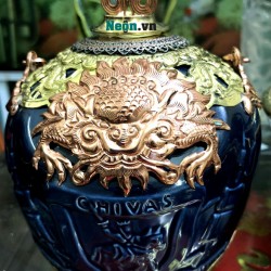 Điếu bát Chivas bọc đồng cao cấp chạm tứ linh DB22 Điếu bát Chivas bọc đồng cao cấp chạm tứ linh DB22