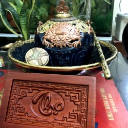 Điếu bát Chivas cao cấp bọc đồng chạm tứ linh DB28A