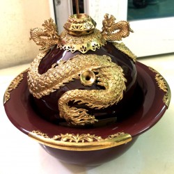 Điếu bát Chivas 21 cao cấp bọc đồng hình rồng đỏ mận DB30A