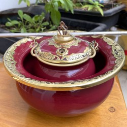 Điếu bát hút thuốc lào đỏ mận bọc đồng DB20 Điếu bát hút thuốc lào đỏ mận bọc đồng DB20