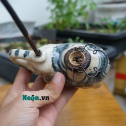 Điếu mini giả cổ men rạn hình voi