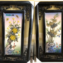 Tranh gốm sứ Bát Tràng Tùng Cúc Trúc Mai TG02
