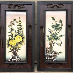 Tranh gốm tứ quý men màu TG06