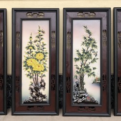 Tranh gốm tứ quý men màu TG06