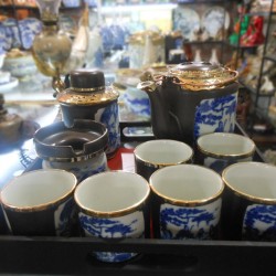 Bộ ấm chén men đen bọc đồng