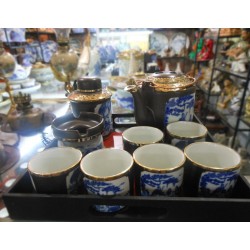 Bộ ấm chén men đen bọc đồng Bộ ấm chén men đen bọc đồng