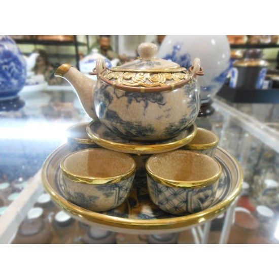 Bộ ấm chén Bát Tràng giả cổ AC02 Bộ ấm chén Bát Tràng giả cổ AC02