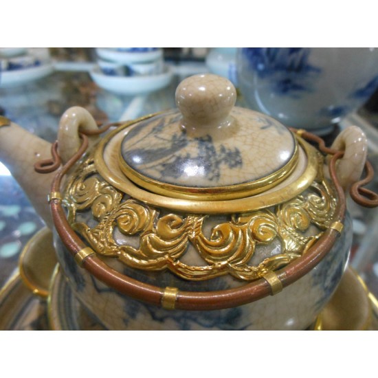 Bộ ấm chén Bát Tràng giả cổ AC02 Bộ ấm chén Bát Tràng giả cổ AC02