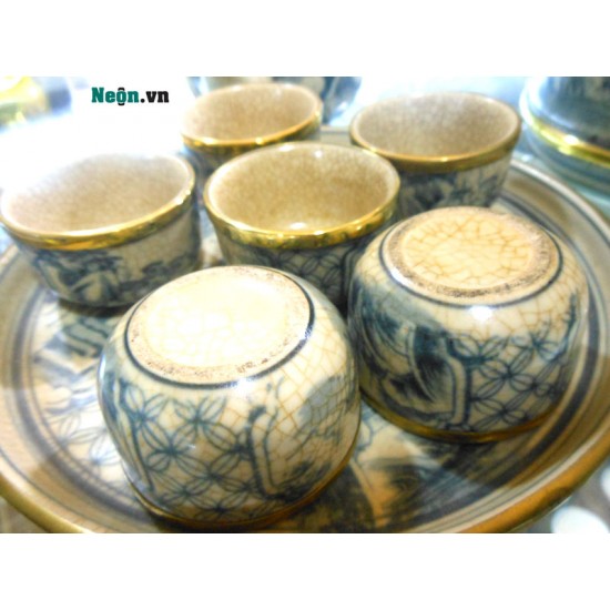 Bộ ấm chén Bát Tràng giả cổ AC02 Bộ ấm chén Bát Tràng giả cổ AC02