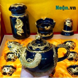 Ấm chén Bát Tràng cao cấp bọc đồng AC23