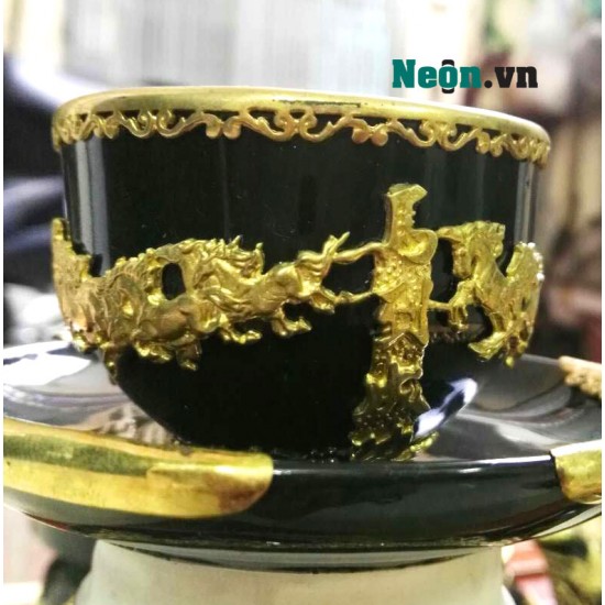 Bộ ấm chén Bát Tràng cao cấp mã đáo thành công xanh lục AC24