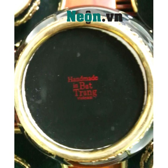 Bộ ấm chén Bát Tràng cao cấp mã đáo thành công xanh lục AC24